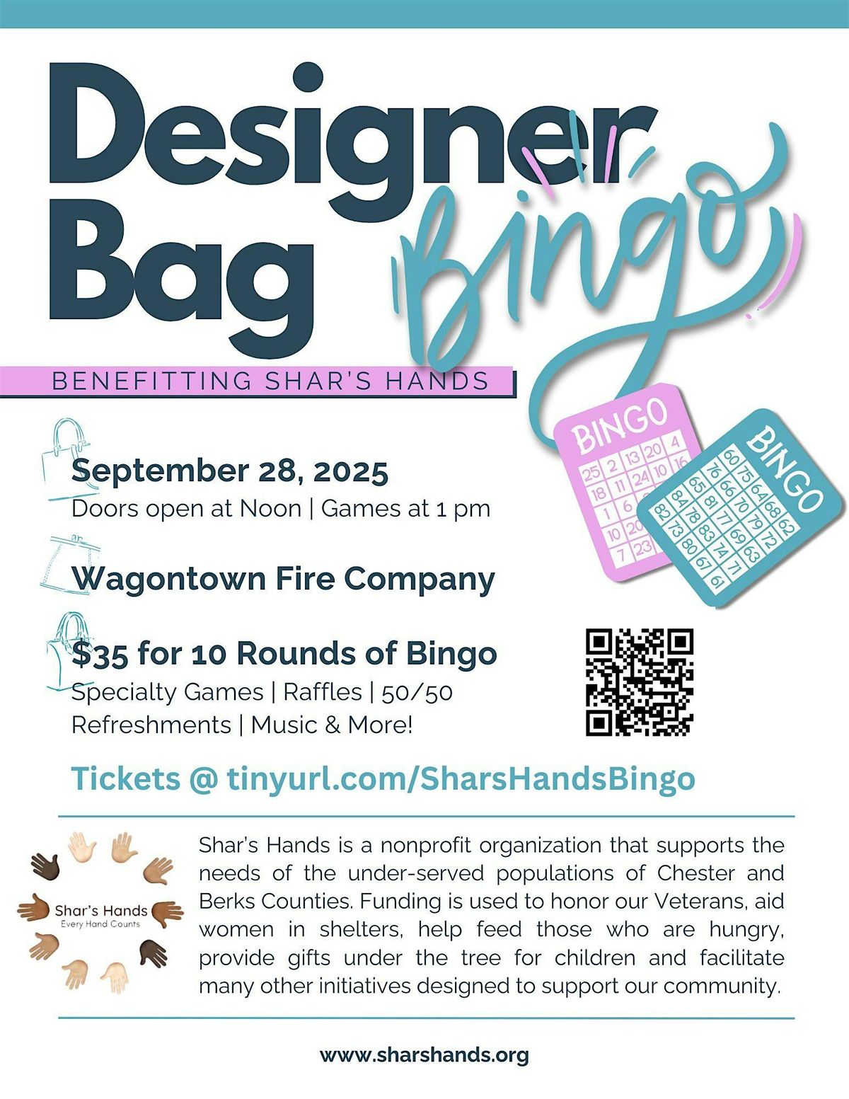 Shar's Hands: Designer Purse Bingo, 28 September | Event in Coatesville | AllEvents