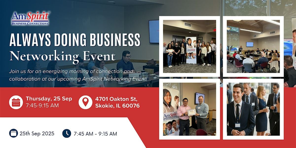 "Always Doing Business" Open Networking Guest Day, 25 September | Event in Skokie | AllEvents