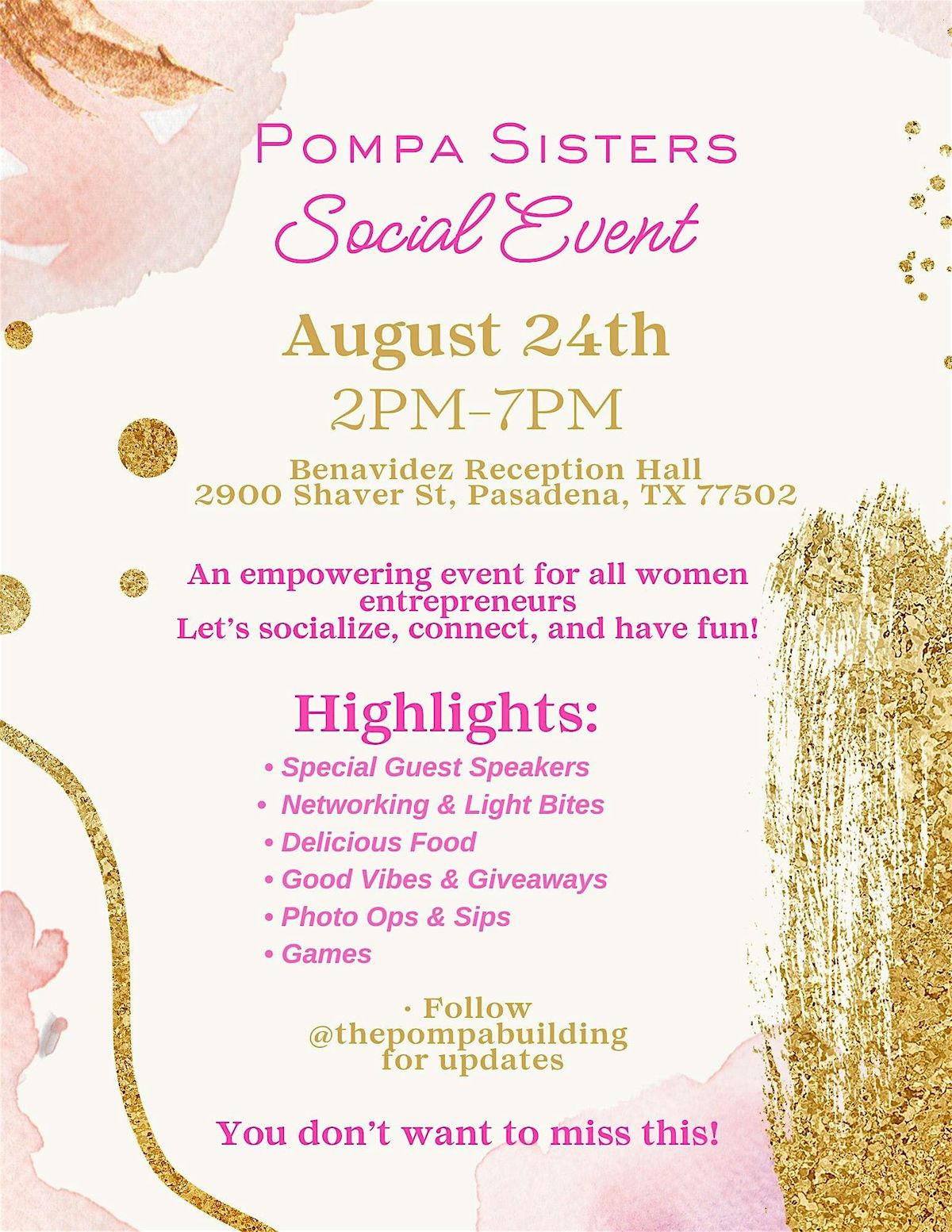 Pompa Sisters Social Event, 24 August | Event in Pasadena | AllEvents