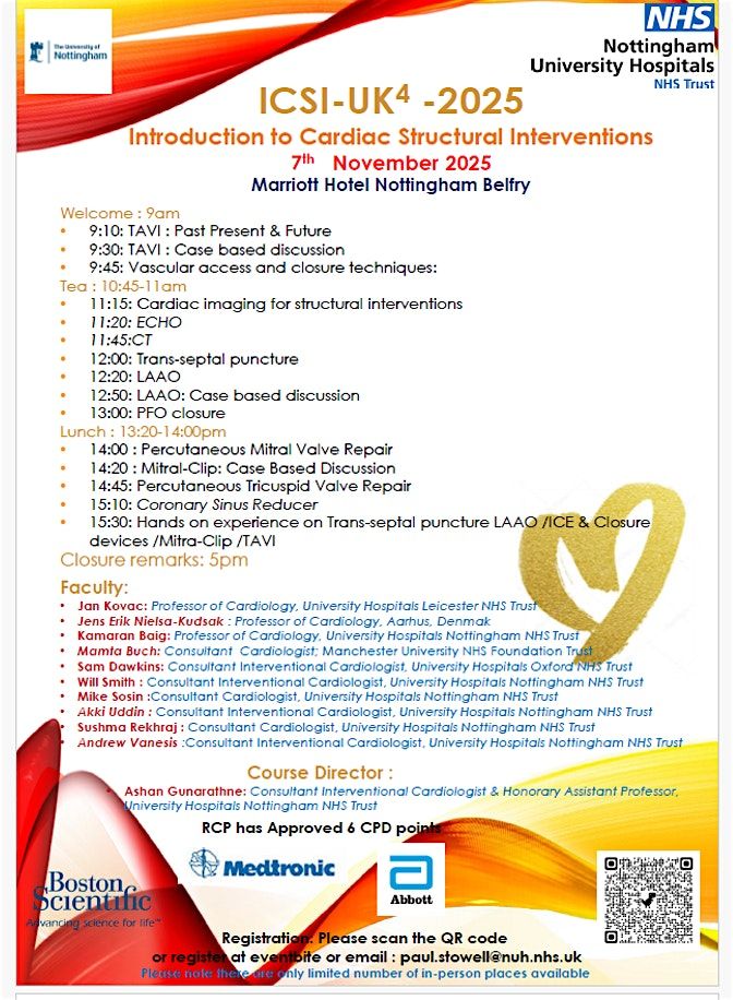 Introduction to Cardiac Structural Interventions - ICSI-UK4 -2025, 7 November | Event in Nottingham | AllEvents