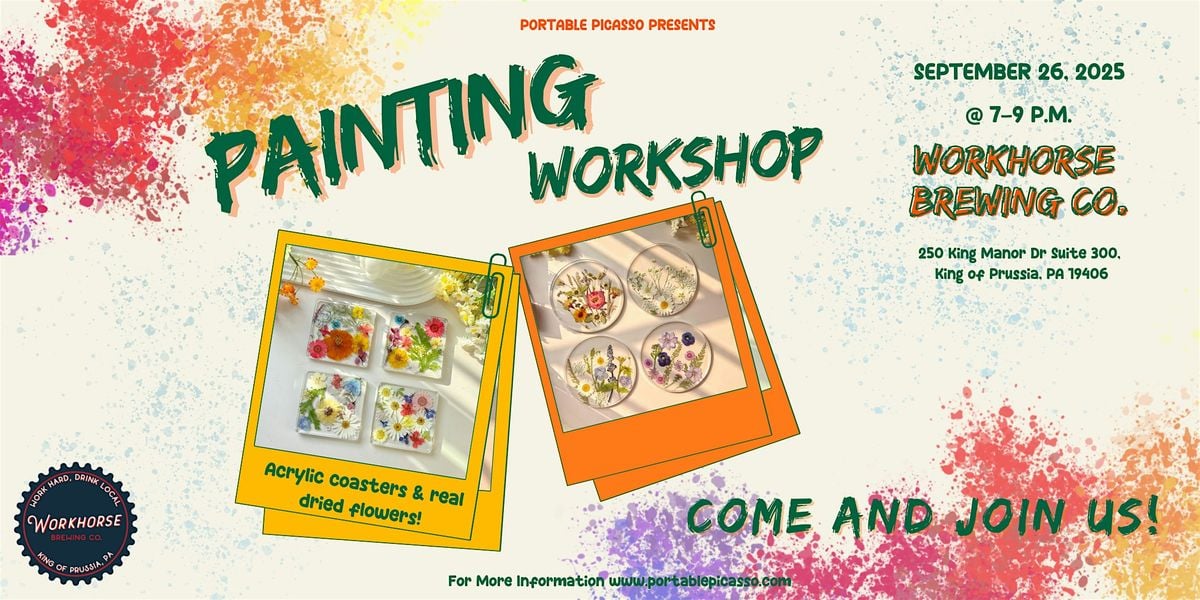 Painting Workshop - Paint & Sip - Coasters & Flowers, 26 September | Event in King of Prussia | AllEvents