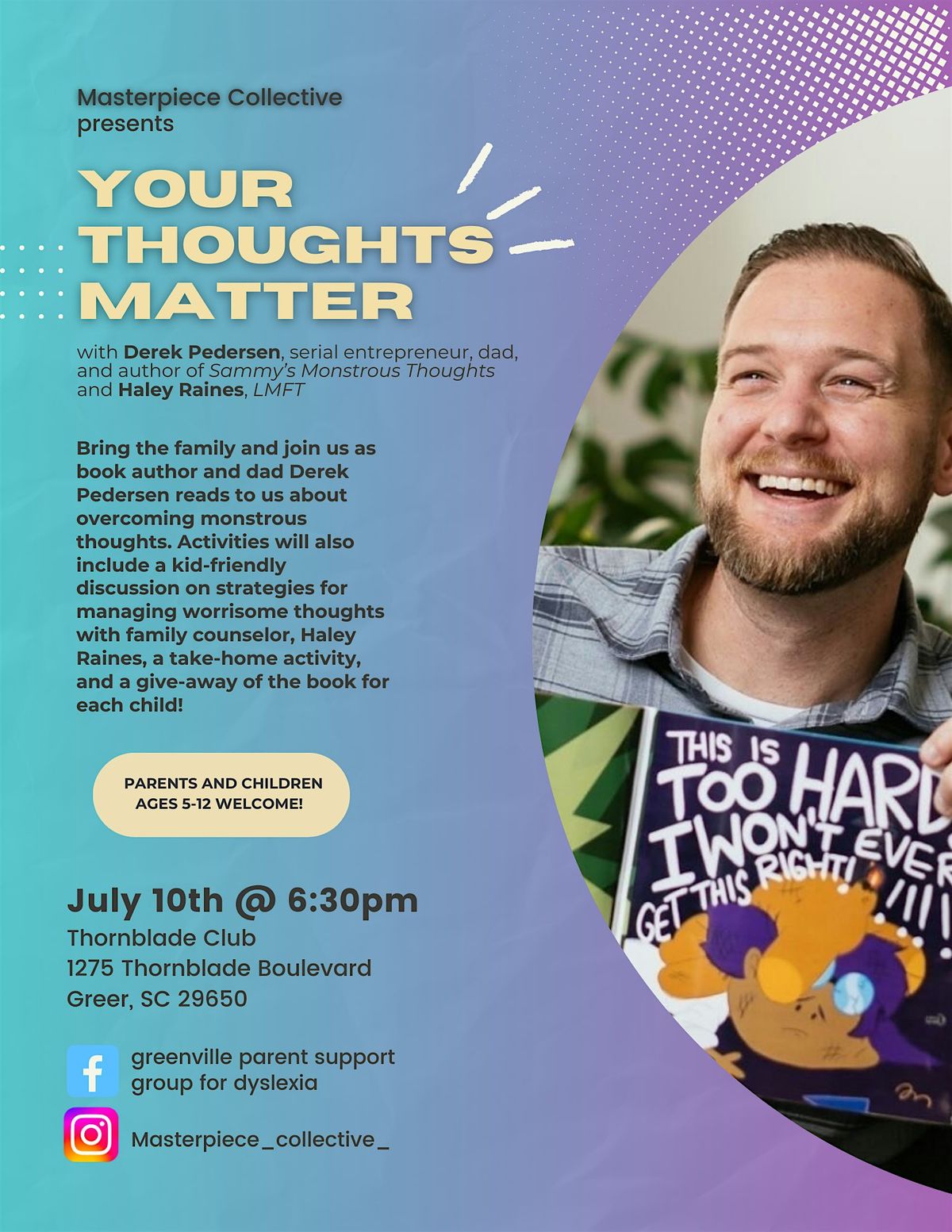 Family Event: Your Thoughts Matter, 10 July | Event in Greer | AllEvents