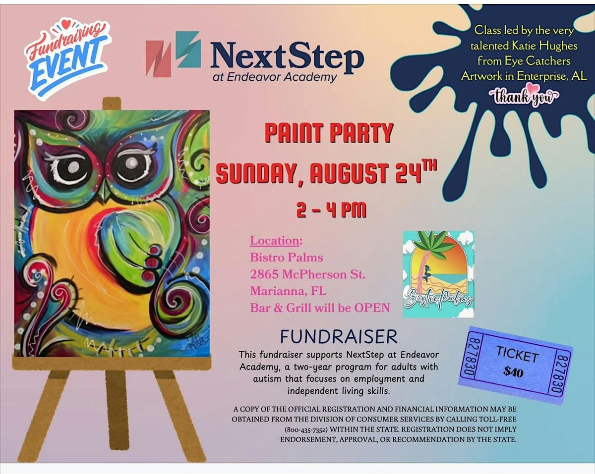 Paint party fundraiser for Next Step at Endeavor Academy, 24 August | Event in Marianna | AllEvents