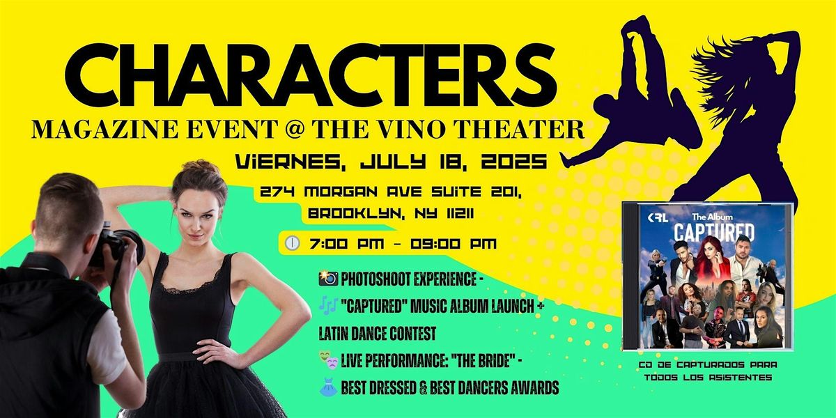 CHARACTERS Magazine Event @ The Vino Theater, 18 July | Event in Brooklyn | AllEvents