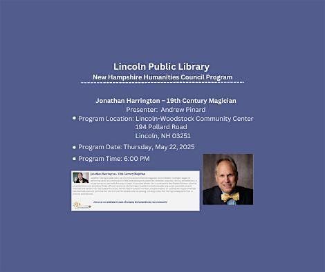 Jonathan Harrington - 19 Century Magician, 22 May | Event in Lincoln | AllEvents
