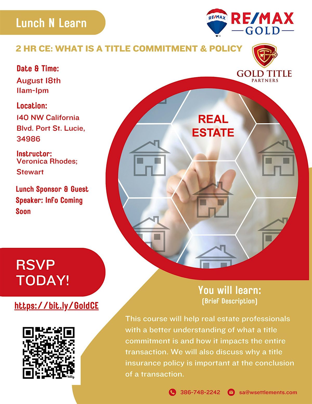 Lunch N Learn | 2 Hr CE: What is a Title Commitment & Policy, 18 August | Event in Port St. Lucie | AllEvents