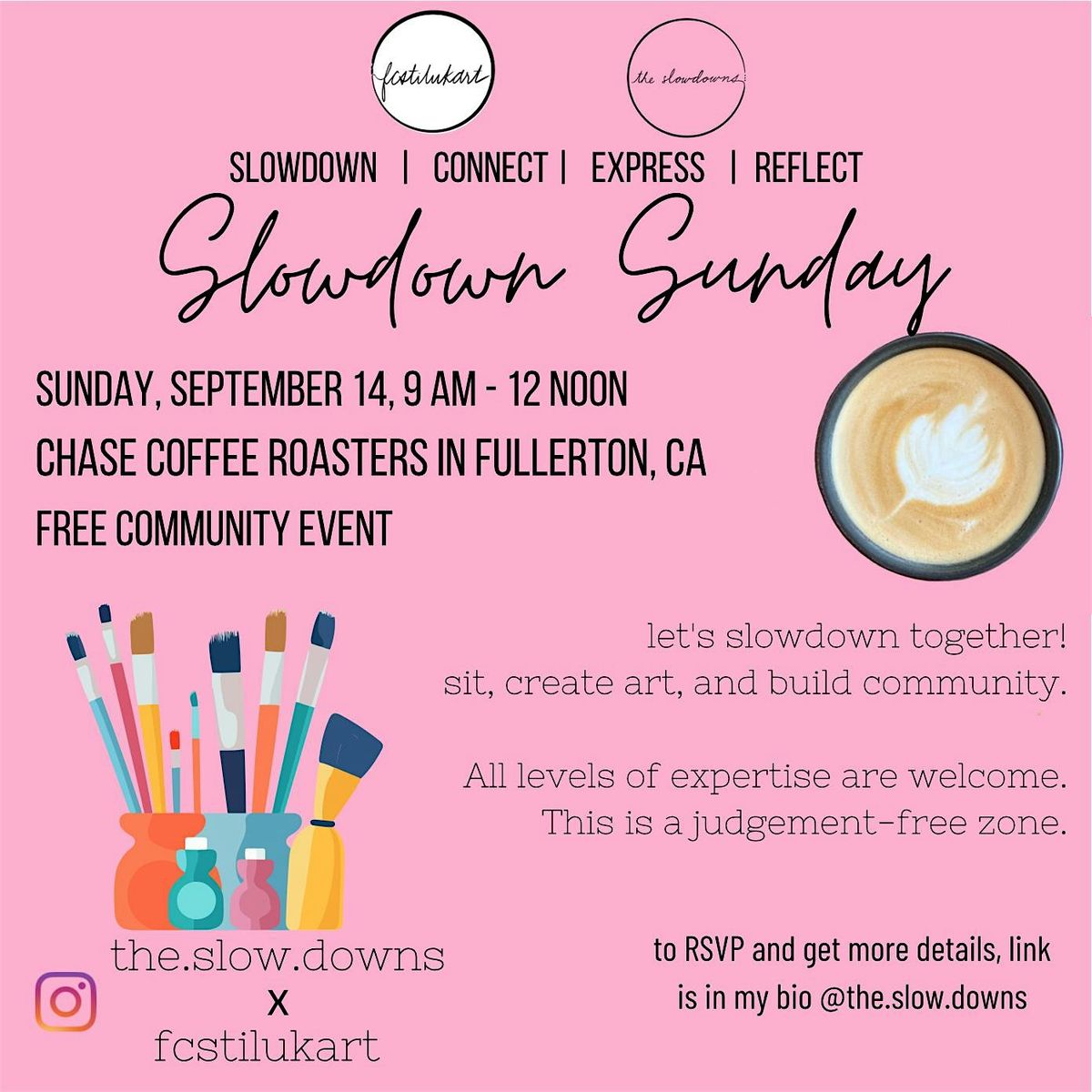 Slowdown Sunday - Art and Coffee at Chase Coffee Roaster, 14 September | Event in Fullerton | AllEvents