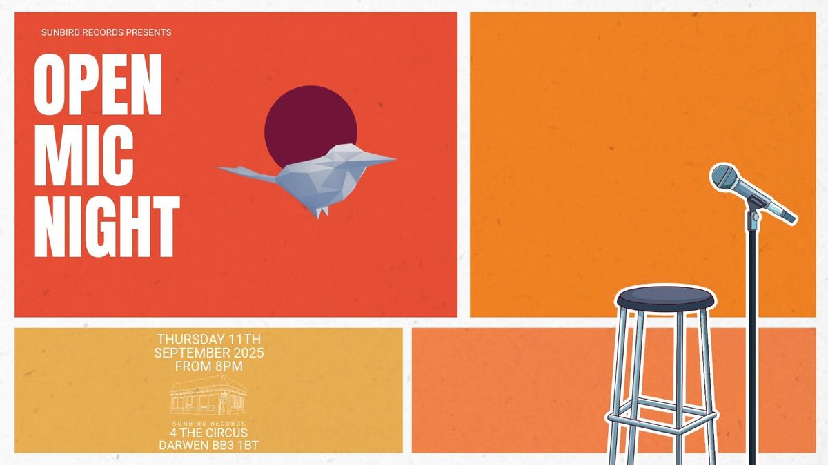 Open Mic - Thursday 11th September 2025 | Sunbird Records, Darwen, 11 September | Event in Darwen | AllEvents
