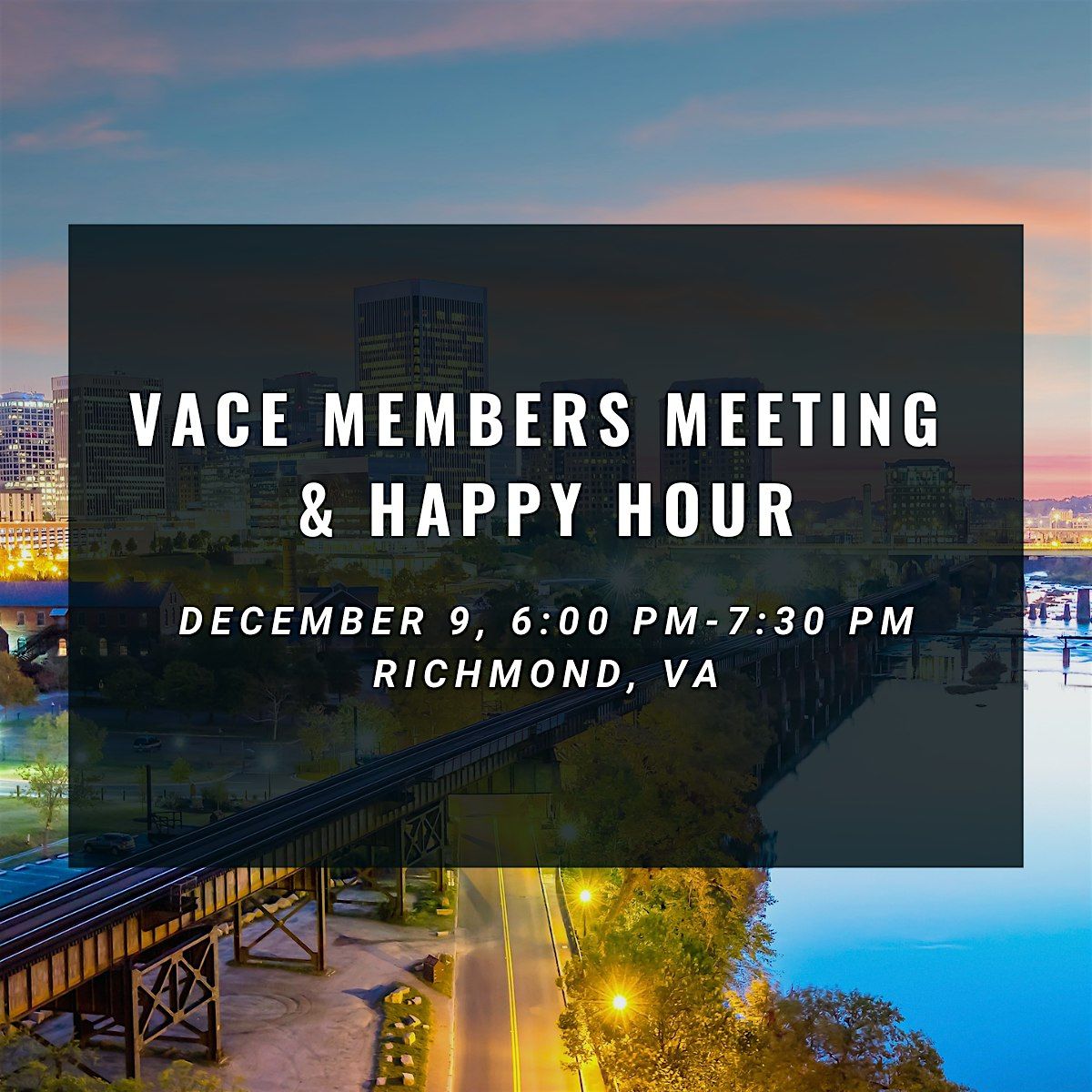 VACE Members Meeting & Happy Hour, 9 December | Event in Richmond | AllEvents