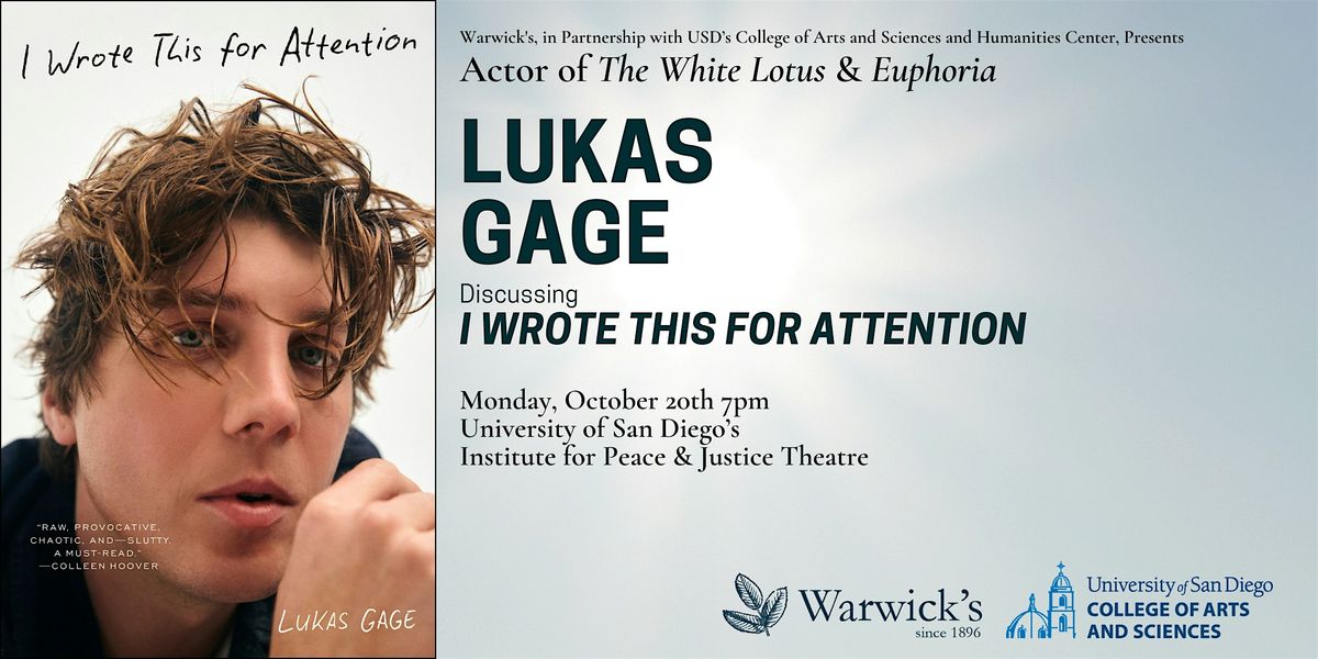 Lukas Gage discussing I WROTE THIS FOR ATTENTION, 20 October | Event in San Diego | AllEvents