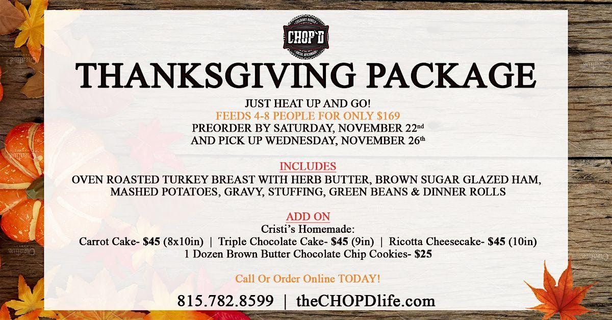 Chop'd Thanksgiving To-Go Package, 26 November | Event in Plainfield | AllEvents