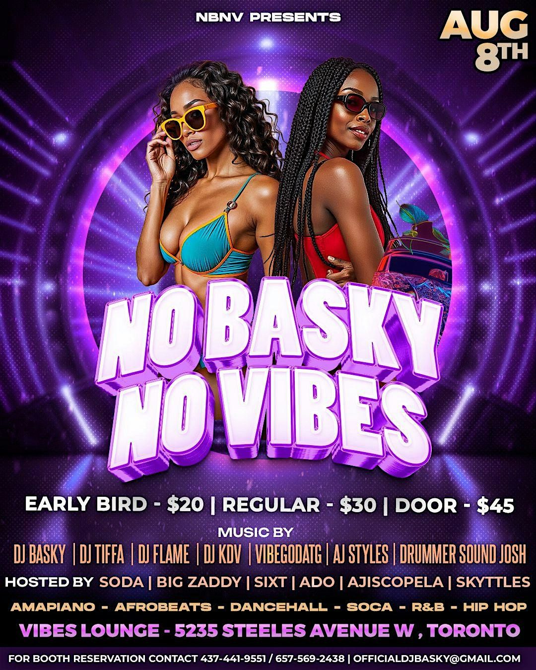 NO BASKY NO VIBES, 8 August | Event in Toronto | AllEvents