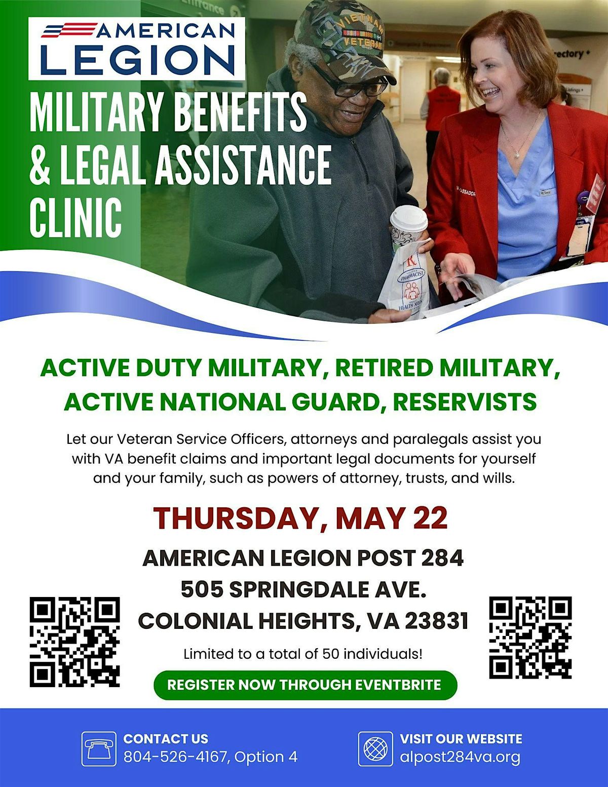 Military Benefits & Legal Assistance Clinic, 22 May | Event in Colonial Heights | AllEvents