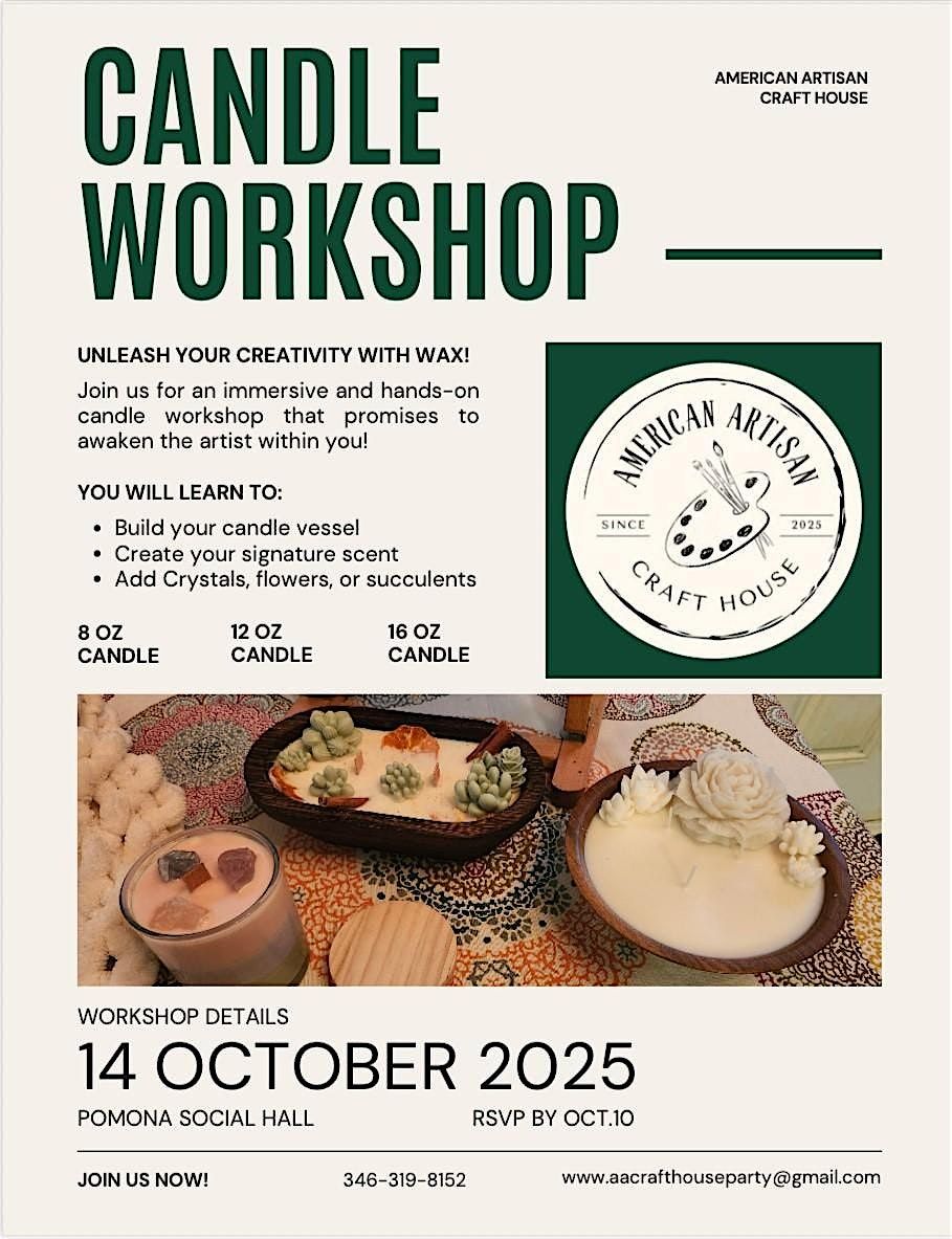 Wine with Candle Making Workshop, 14 October | Event in Manvel | AllEvents