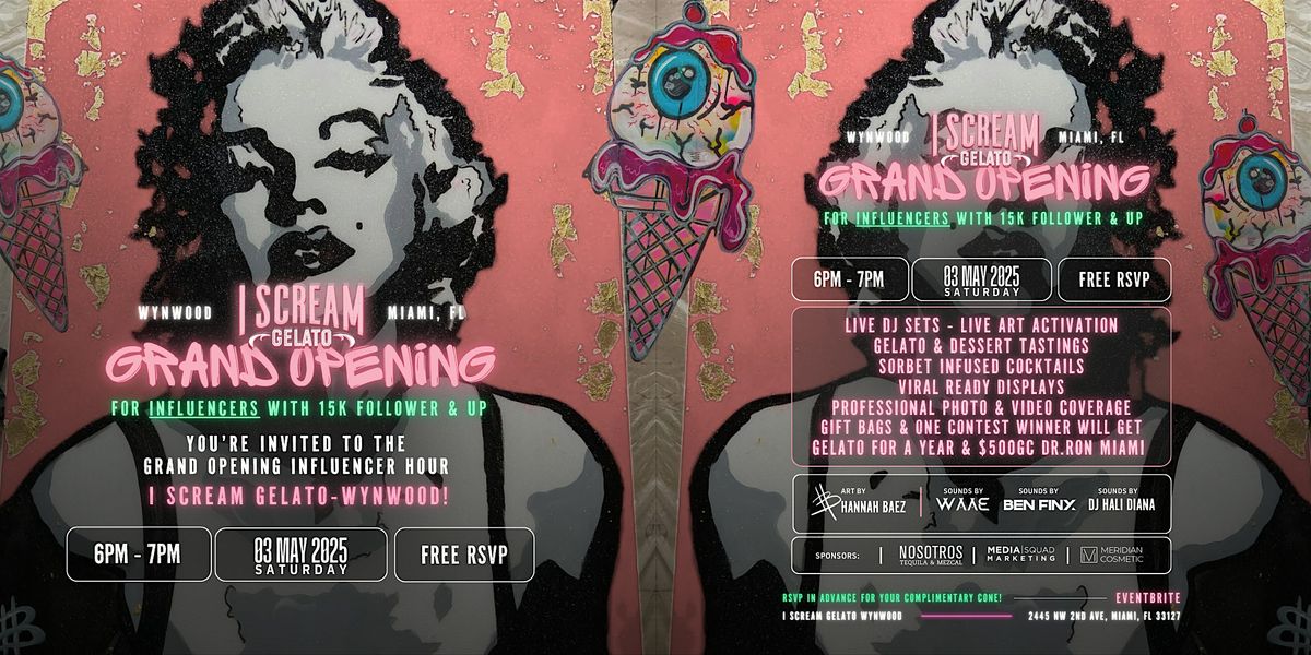 I Scream Gelato Influencer Hour Grand Opening Celebration May 3, 2025, 3 May | Event in Miami | AllEvents