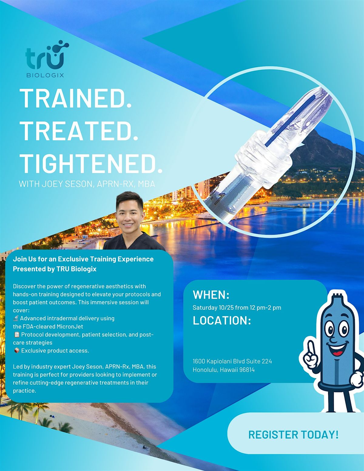 Trained. Treated. Tightened. by TRUBiologix with Joey Seson, APRN-Rx, MBA, 25 October | Event in Honolulu