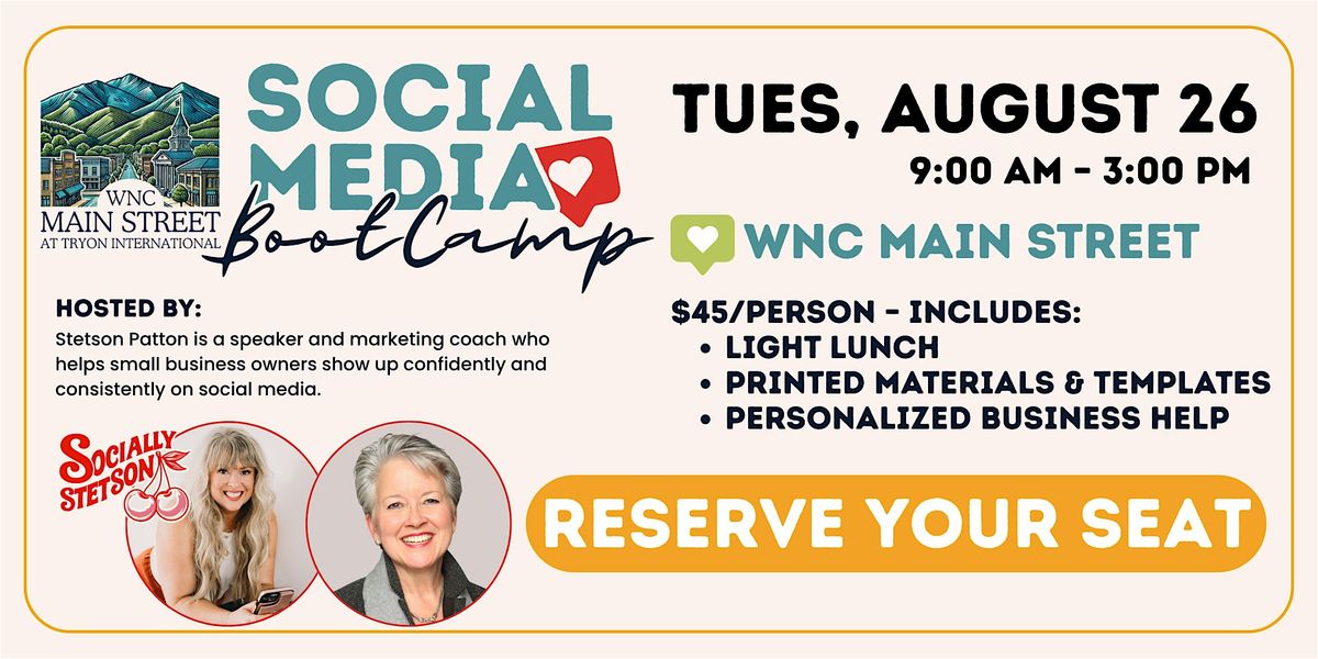 Social Media Bootcamp at WNC Main Street, 26 August | Event in Mill Spring | AllEvents