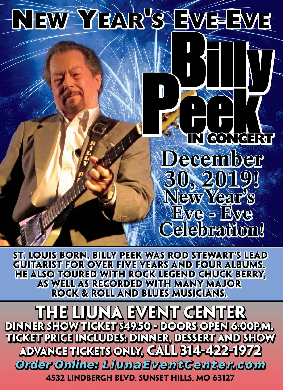 Champaign fixx pre-new years eve blast, arizona joe's, centralia, december 30 2022 New Years Eve Eve Celebration Starring Billy Peek at LiUNA Event Center, St. Louis