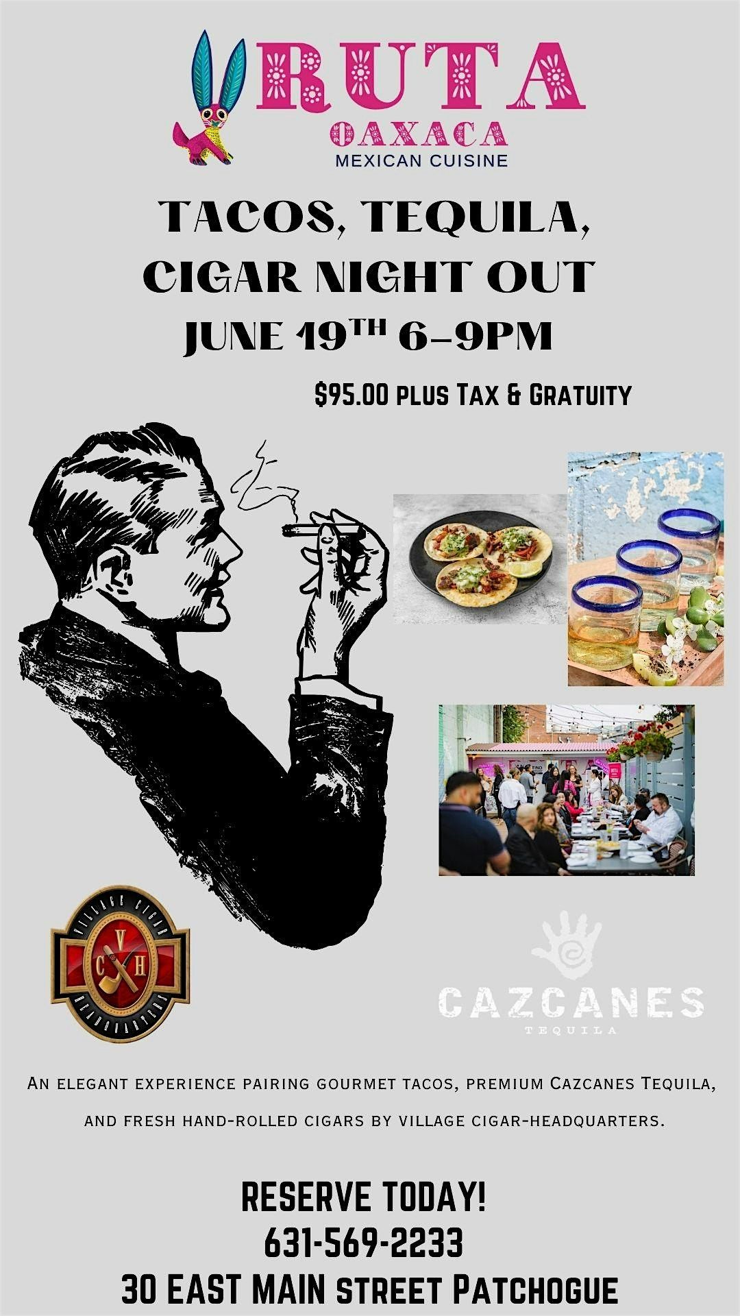 Tacos, Tequila & Cigar night out!, 19 June | Event in Patchogue | AllEvents
