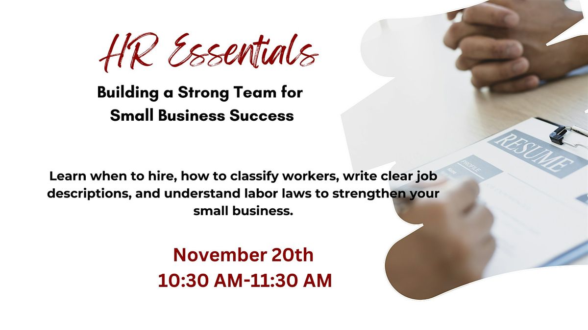 HR Essentials : Building a Team for Business Success, 20 November | Event in Dawson Springs | AllEvents