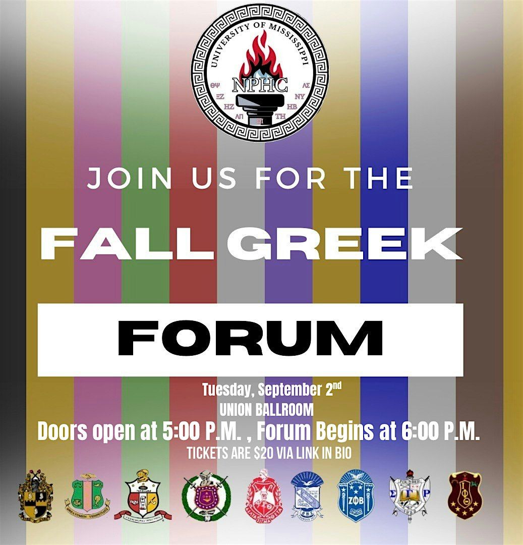 2025 FALL GREEK FORUM, 2 September | Event in University | AllEvents