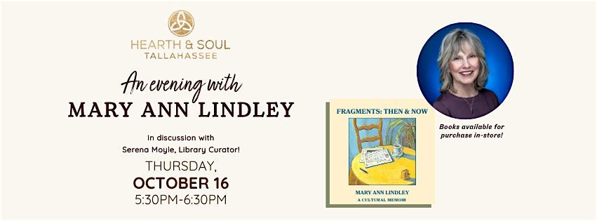 An Evening with Mary Ann Lindley, 16 October | Event in Tallahassee | AllEvents
