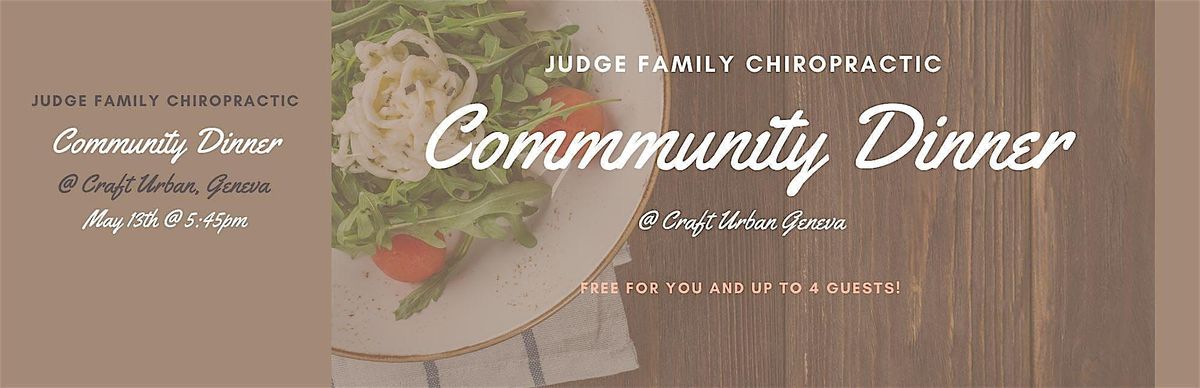 Community Dinner- Judge Family Chiropractic, 13 May | Event in Geneva | AllEvents