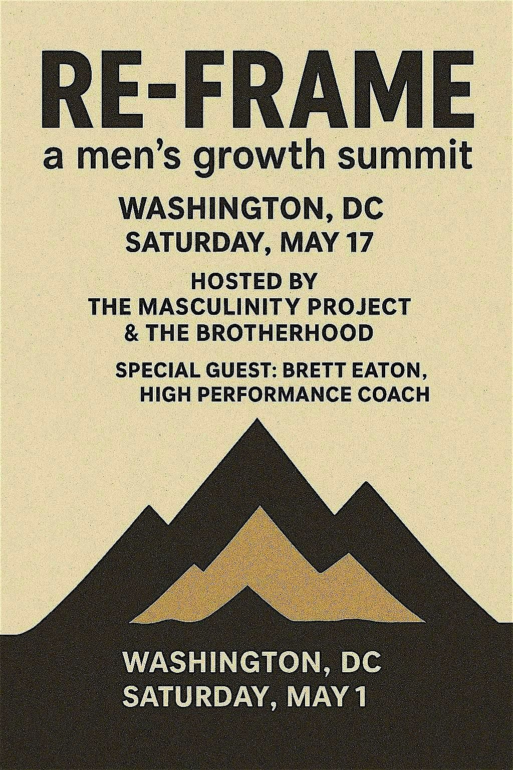 RE-FRAME: A Men's Growth Summit, 17 May | Event in Washington | AllEvents