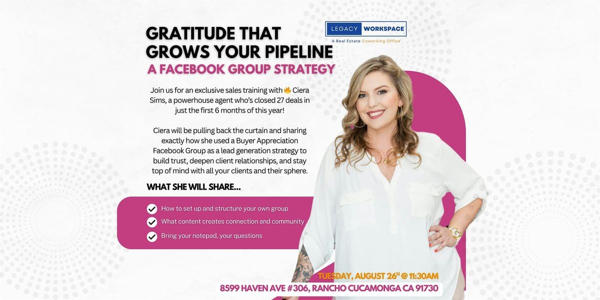 Gratitude That Grows Your  - A Facebook Group Strategy & More, 26 August | Event in Rancho Cucamonga | AllEvents