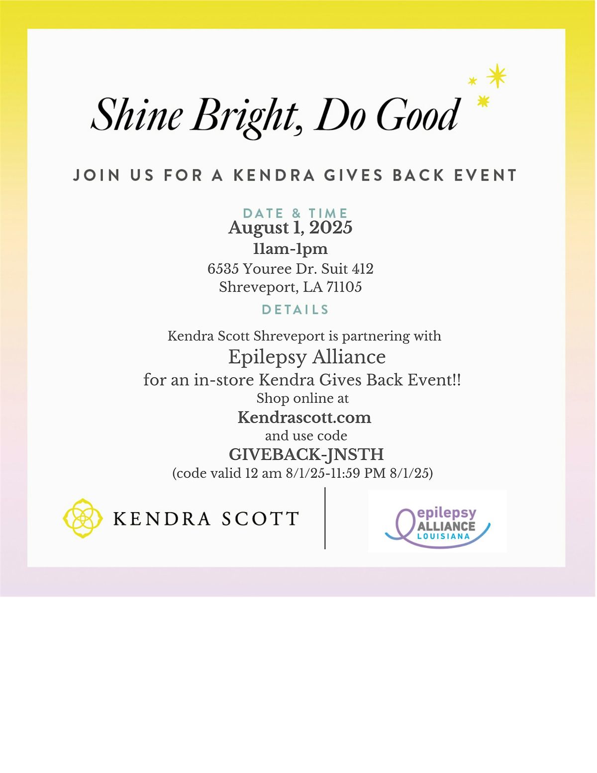 Kendra Scott Giveback, 1 August | Event in Shreveport | AllEvents