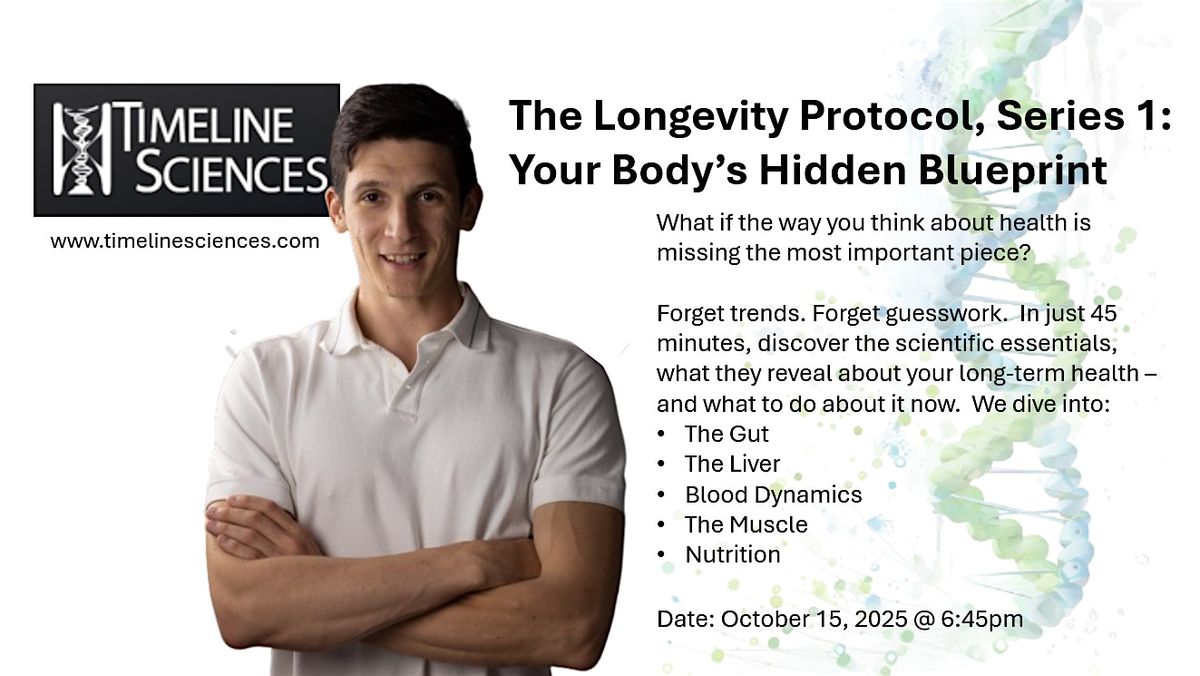 The Longevity Protocol: Series 1 – Your Body’s Hidden Blueprint, 15 October | Event in Vancouver | AllEvents