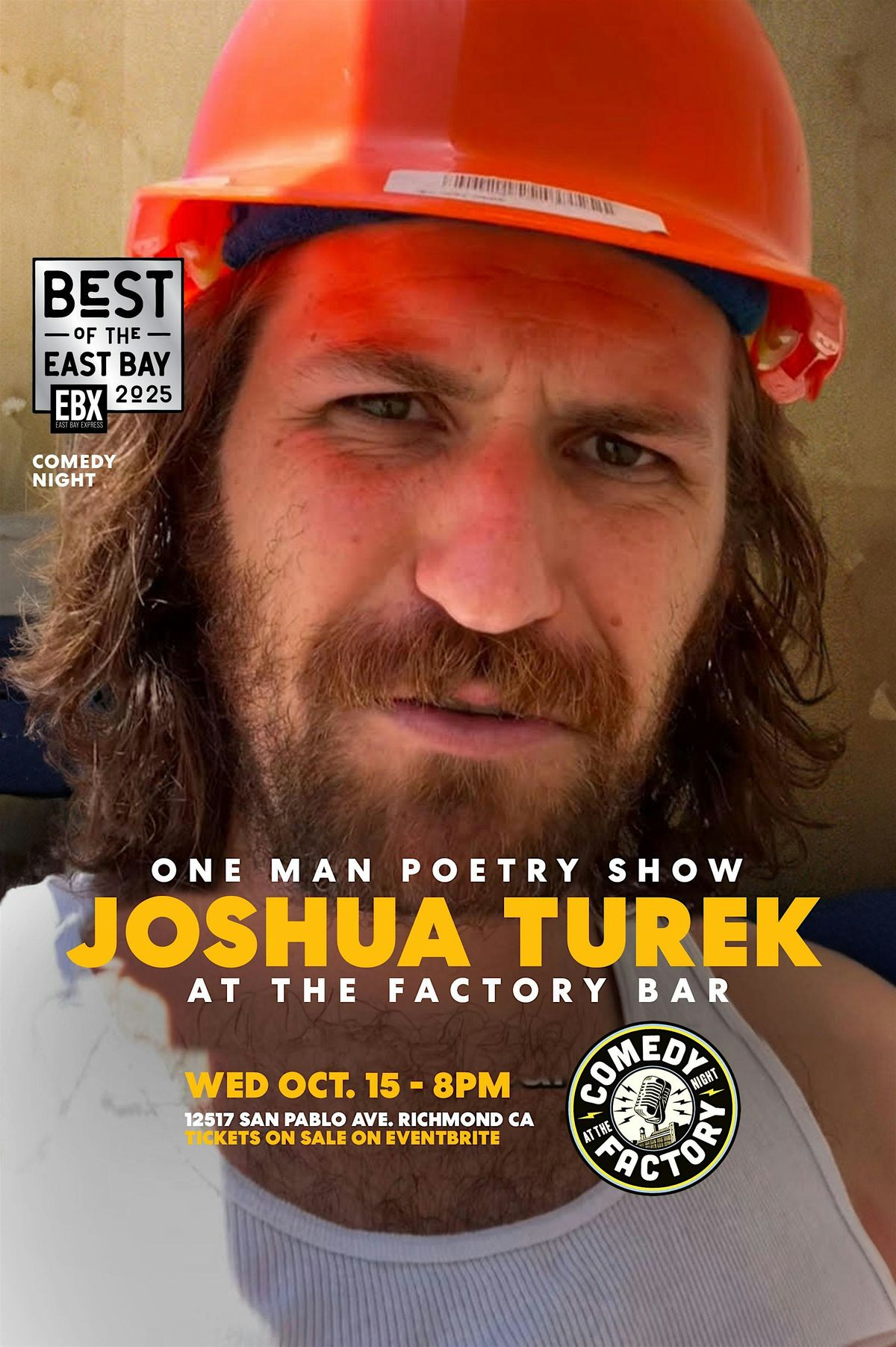Joshua Turek One Man Poetry Performance at The Factory Bar - Richmond CA, 15 October | Event in Richmond | AllEvents