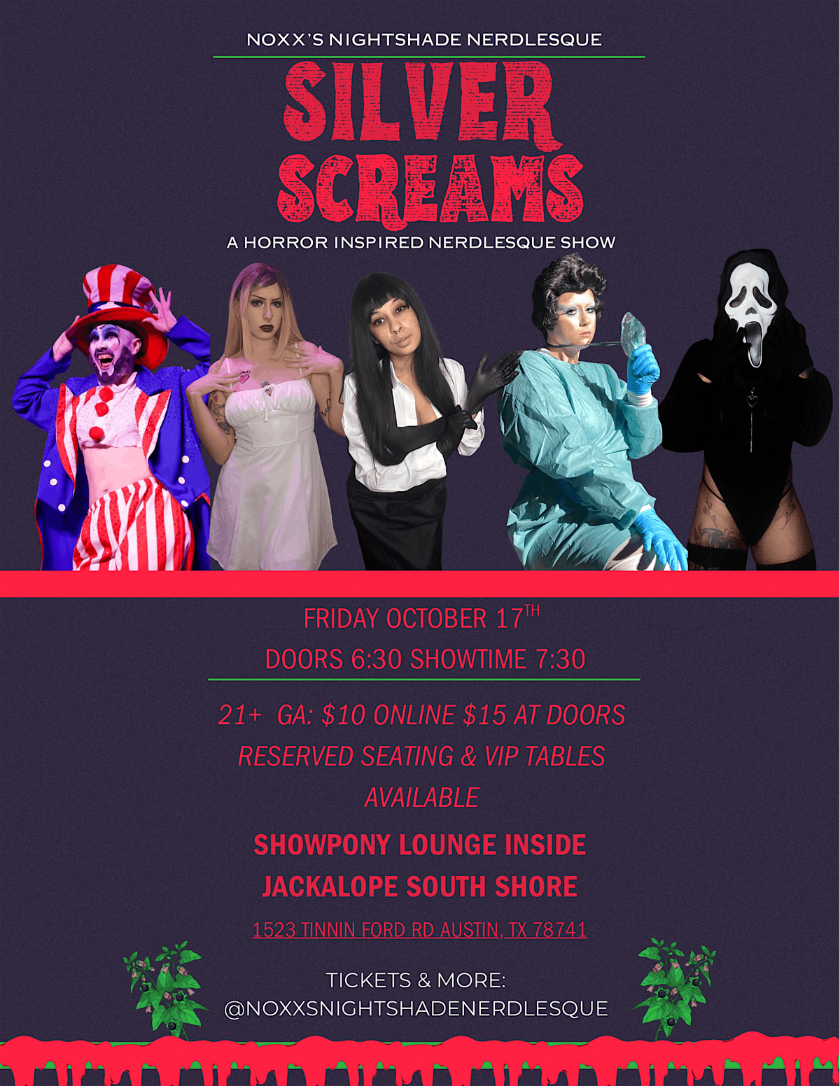 Noxx's Nightshade Nerdlesque presents " Silver Screams", 17 October | Event in Austin | AllEvents