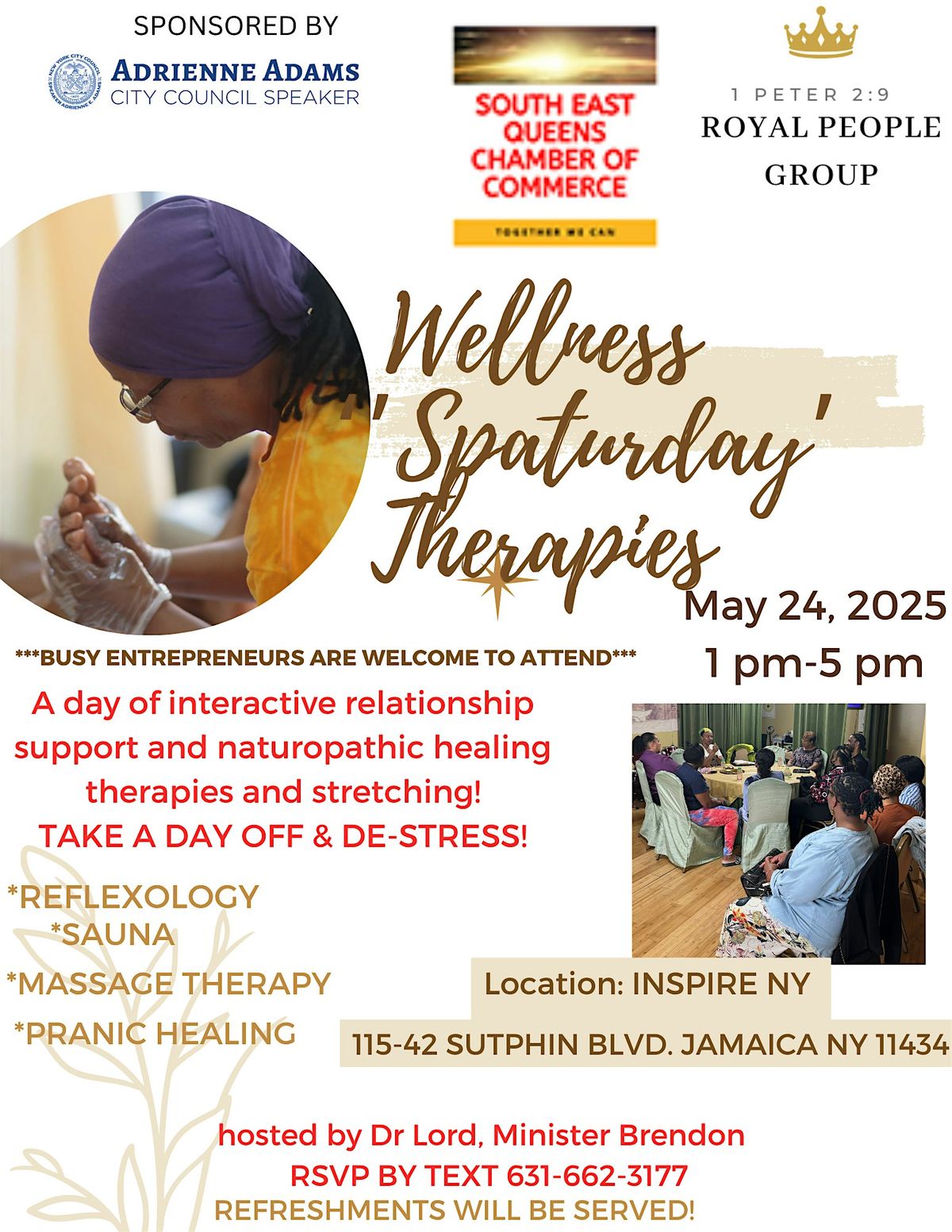 Wellness Spaturday Therapies, 24 May | Event in Queens | AllEvents