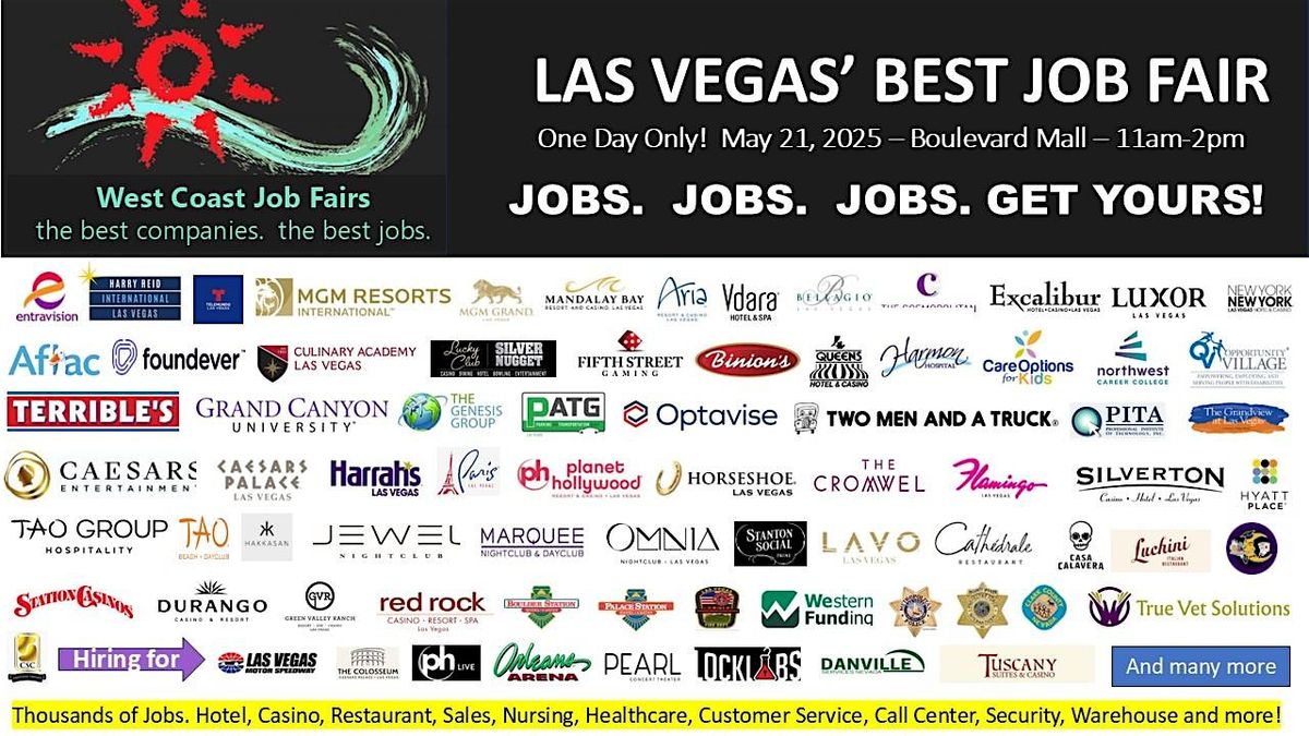 Las Vegas' Best Job Fair. New Companies. Over 40 Employers. | Event in Las Vegas | AllEvents
