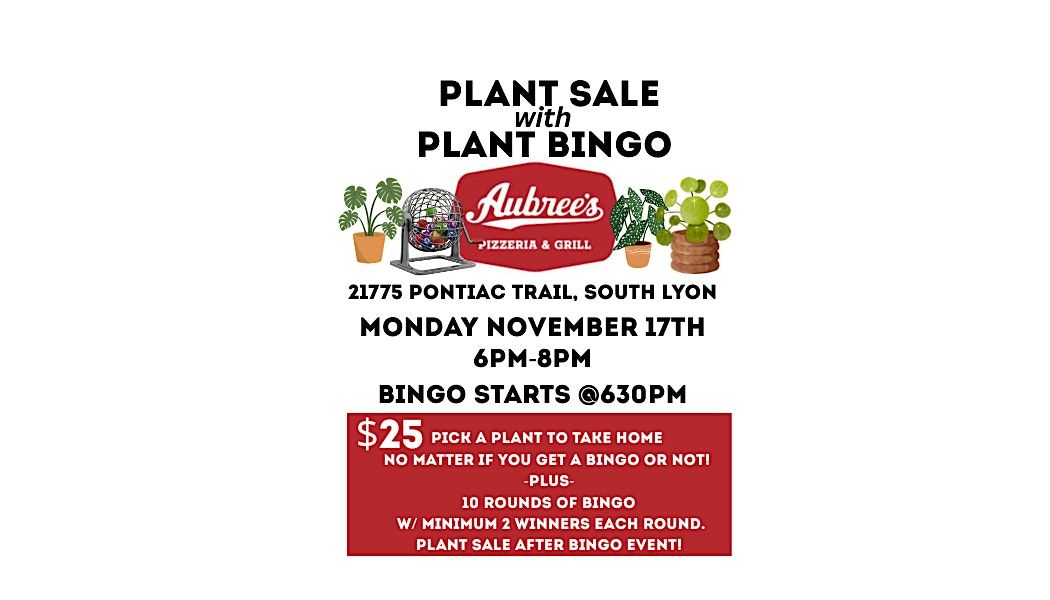 Pizza, Plants, and Bingo at Aubree's South Lyon, 17 November | Event in South Lyon | AllEvents