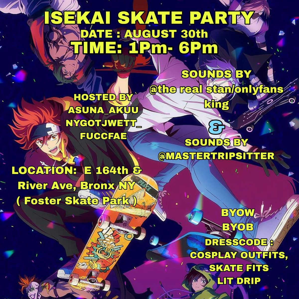 ISEKAI SKATE PARTY, 30 August | Event in The Bronx | AllEvents