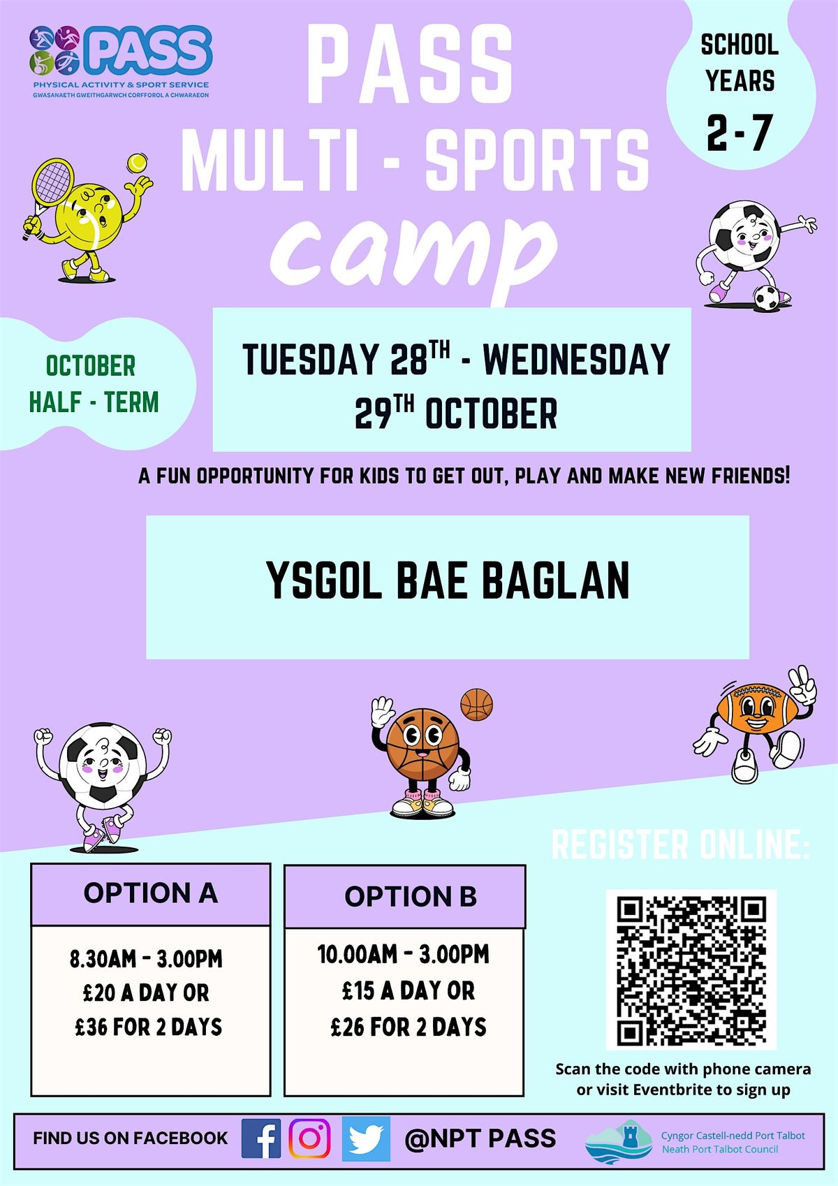Ysgol Bae Baglan October Half Term PASS Camp, 28 October | Event in Neath | AllEvents