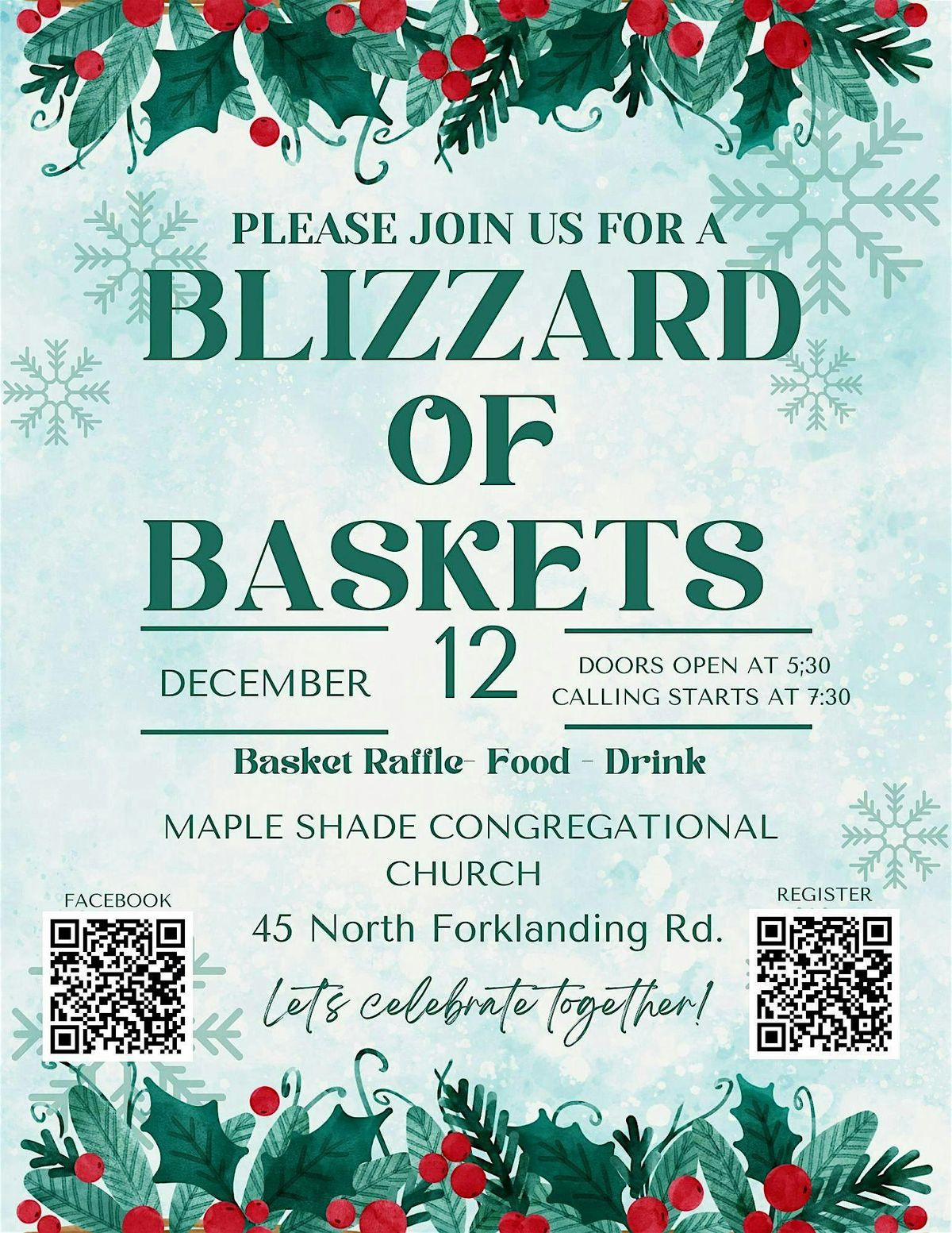 Blizzard of Baskets Basket Raffle, 12 December | Event in Maple Shade | AllEvents
