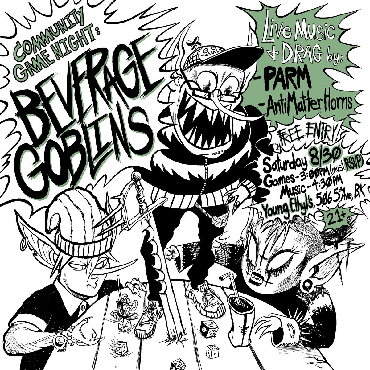 Community Game Night: BEVERAGE GOBLINS, 30 August | Event in Brooklyn | AllEvents