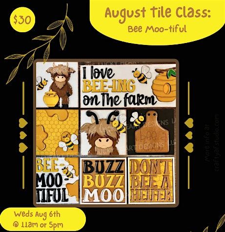 Bee-Moo-Tiful  August Tiles Paint Class, 6 August | Event in Tacoma | AllEvents