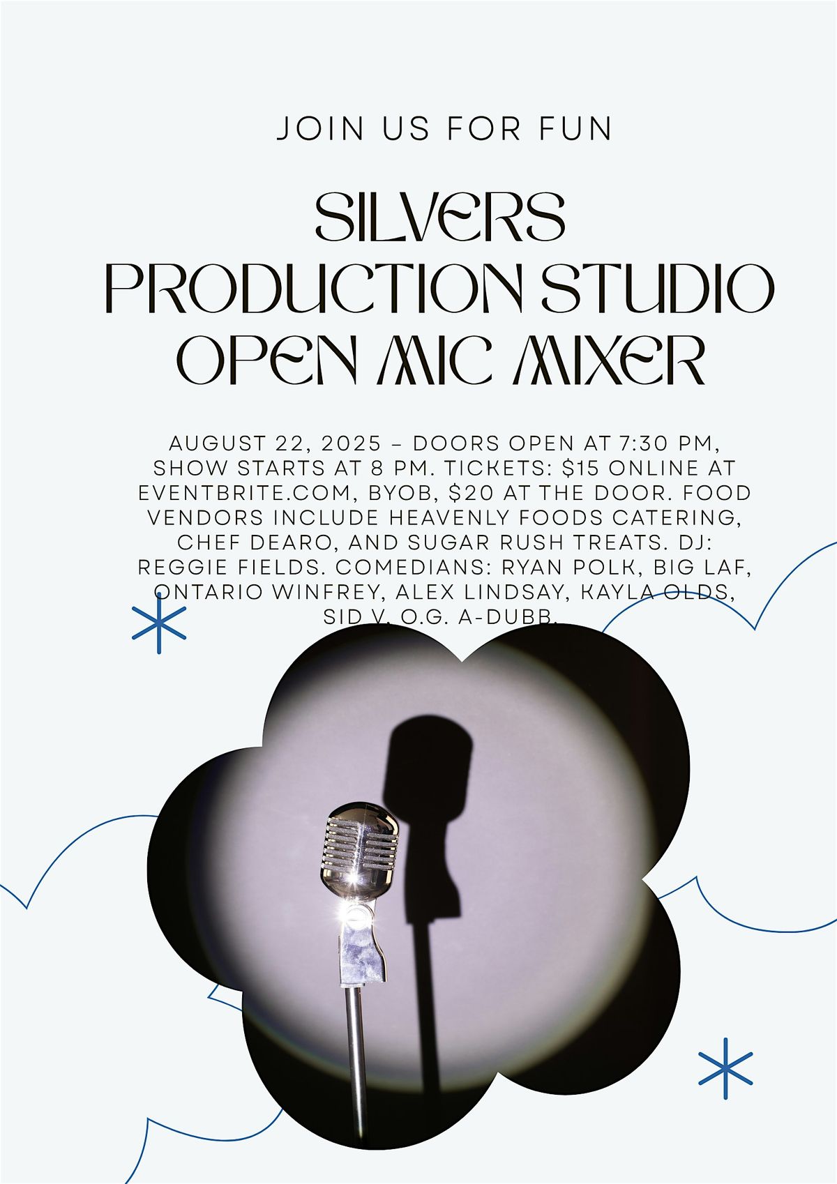 Comedy Open Mic Night and Mixer at Silvers Production Studio, 22 August | Event in Cleveland | AllEvents