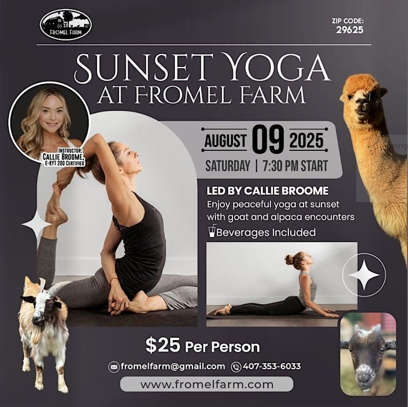 Sunset Yoga at Fromel Farm, 9 August | Event in Anderson | AllEvents