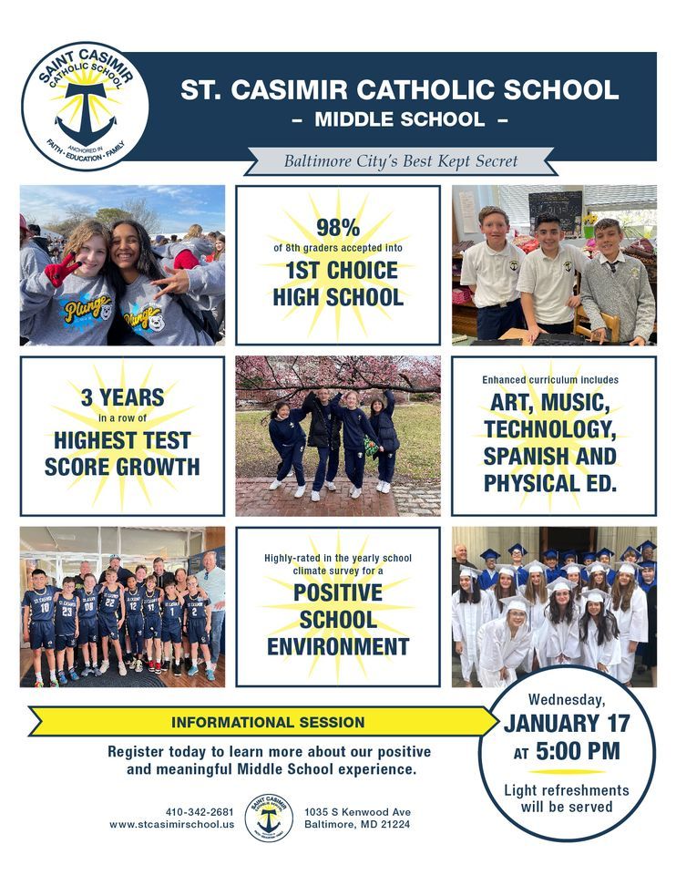 Middle School Informational Session , St Casimir Catholic School