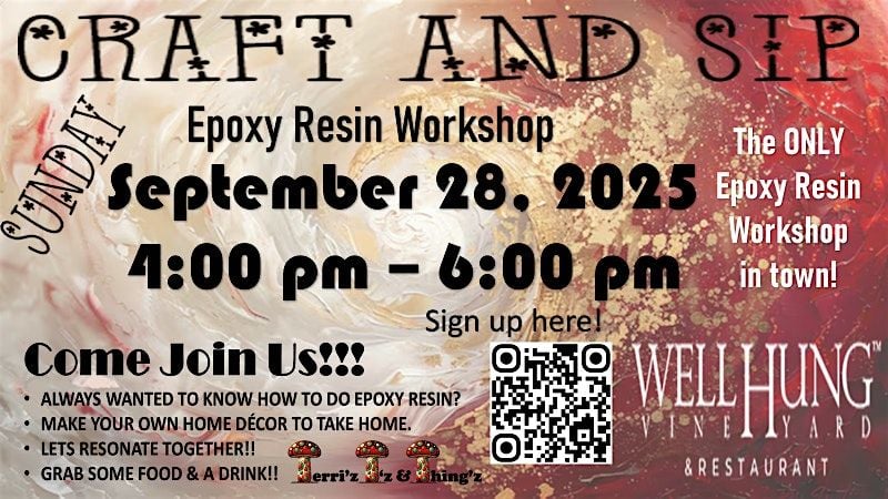 Craft and Sip Epoxy Resin Workshop, 28 September | Event in Gordonsville | AllEvents