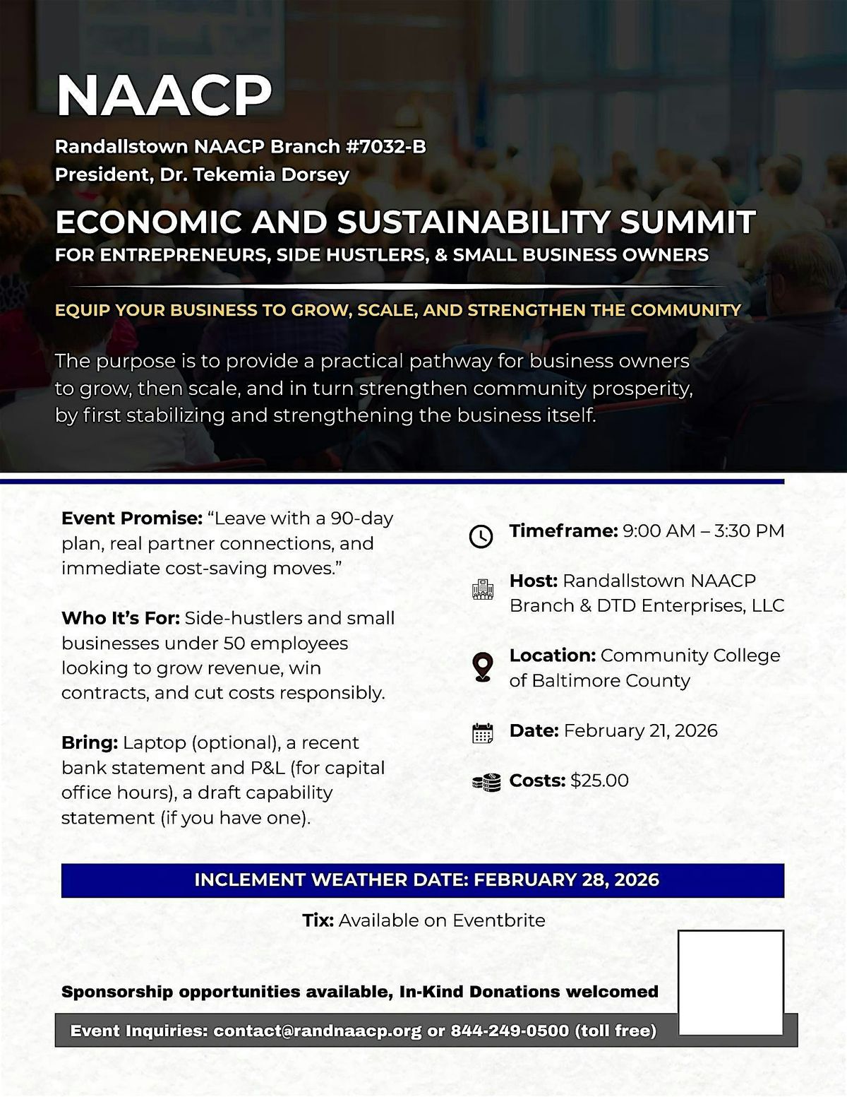 Summit: Economic Development & Sustainability for Entrepreneurs, Side Hustl, 21 February | Event in Randallstown