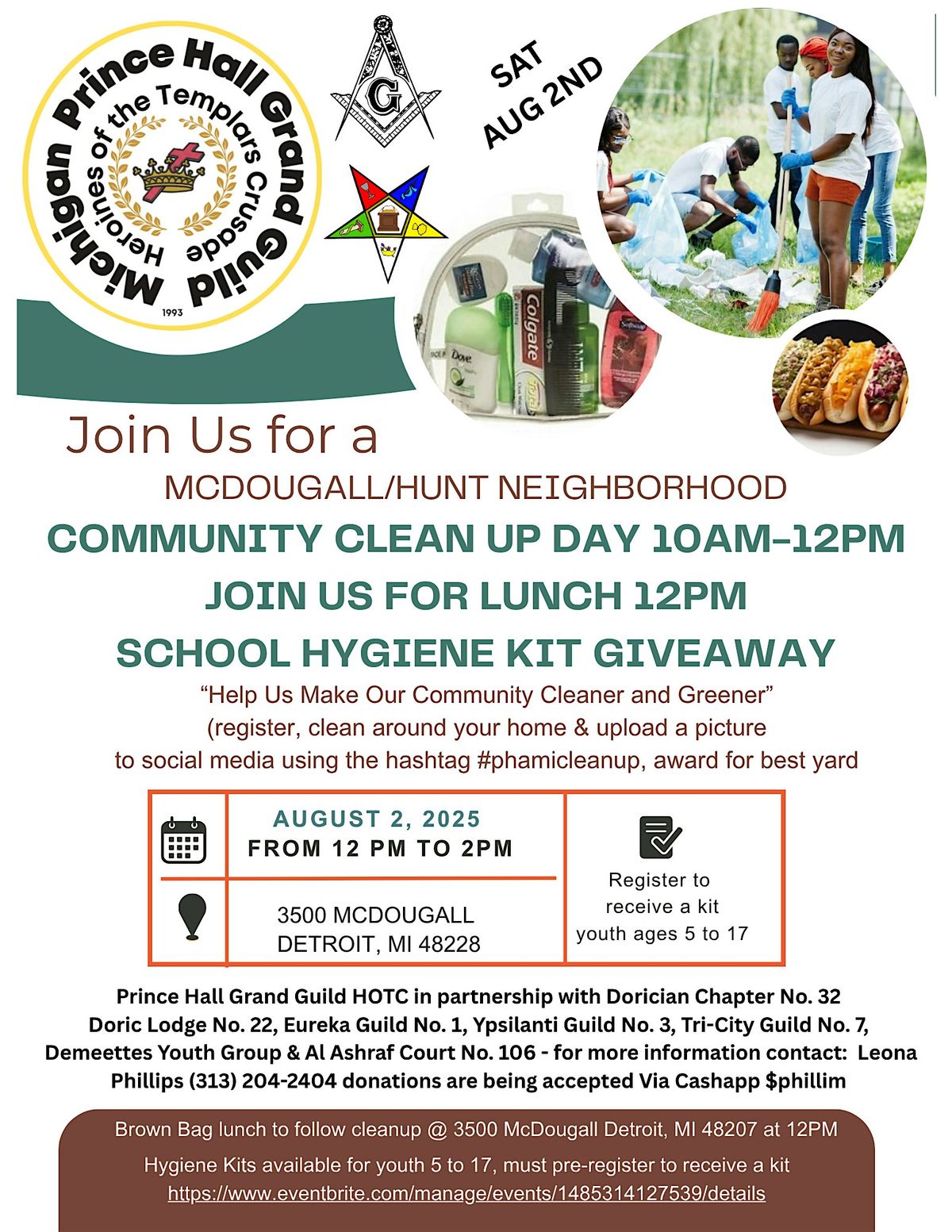 Hunt McDougall CLEAN UP DAY -  LUNCH TO GO -  BACK TO SCHOOL HYGIENE KITS, 2 August | Event in Detroit | AllEvents