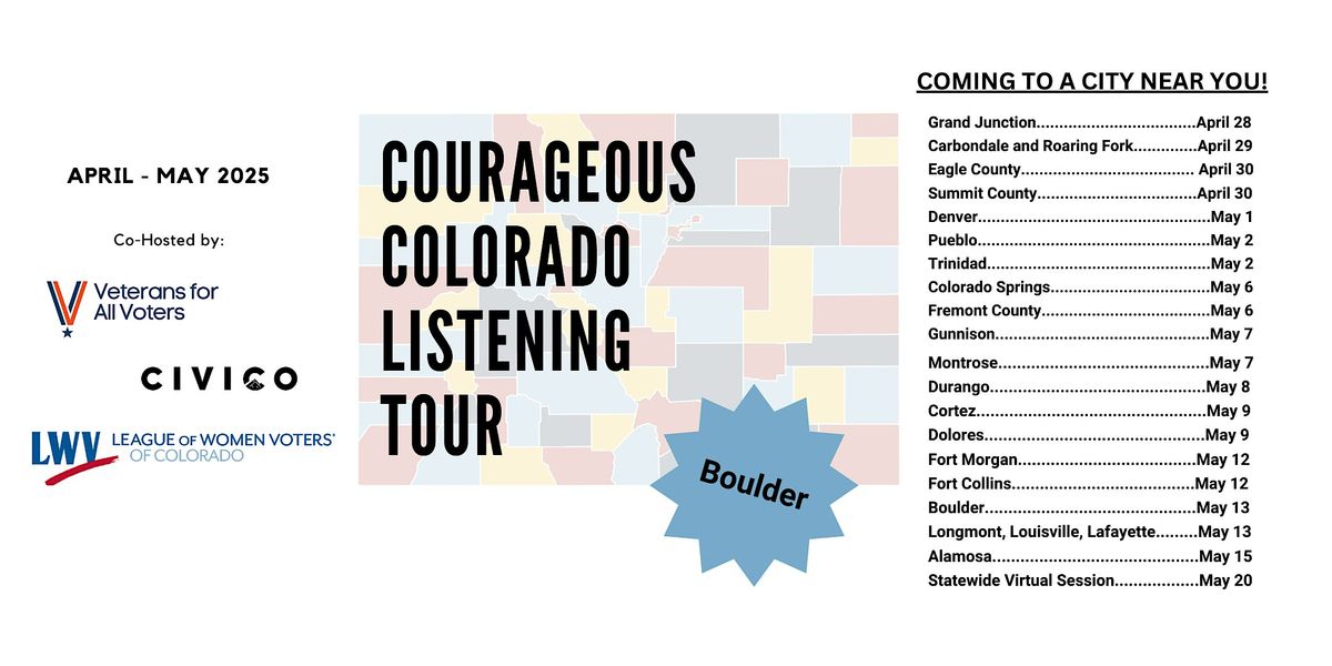Boulder - Courageous Colorado Listening Tour | Event in Boulder | AllEvents