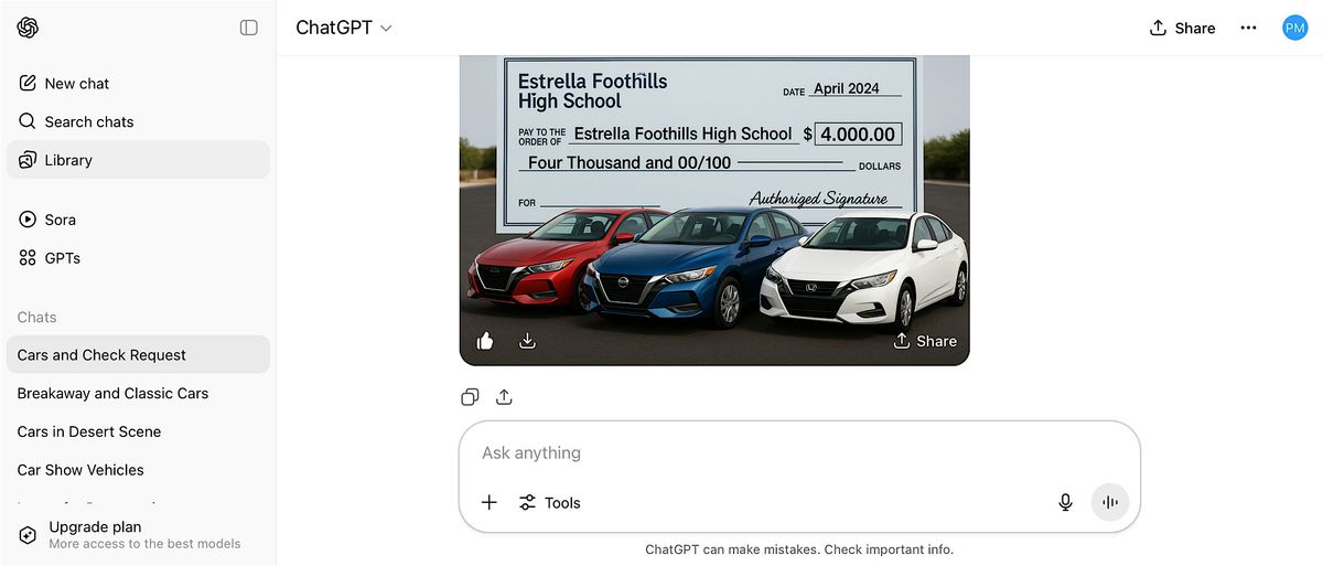 PRESENT THE CHECK TO ESTRELLA FOOTHILLS HIGH SCHOOL, 14 July | Event in Buckeye | AllEvents