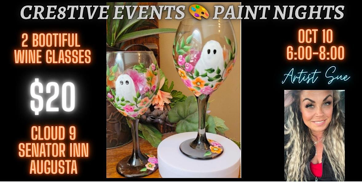 Paint Night - 2 BOOTIFUL Wine Glasses- Cloud 9 Senator Inn AUGUSTA, 10 October | Event in Augusta | AllEvents
